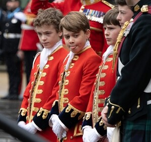 Page of Honour Prince George of Wales attends the coronations of Britain's King Charles III and Britain's Camilla. (AFP) Page of Honour Prince George of Wales attends the coronations of Britain's King Charles III and Britain's Camilla. (AFP)