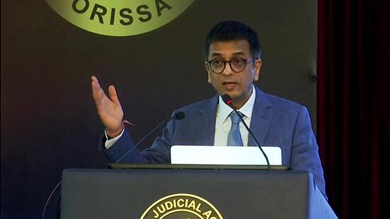 Chief Justice of India DY Chandrachud addressed the two-day national conference on digitization, paperless court and e-initiative programme in Odisha’s Cuttack on Saturday. (ANI)