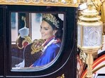 Princess of Wales Kate Middleton, is seen at The Mall opposite to Marlborough road, following Britain's King Charles' coronation ceremony, in London,