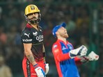 Royal Challengers Bangalore batter Virat Kohli reacts after his dismissal during the IPL 2023 cricket match between Delhi Capitals and Royal Challengers Bangalore Royal Challengers Bangalore batter Virat Kohli reacts after his dismissal during the IPL 2023 cricket match between Delhi Capitals and Royal Challengers Bangalore