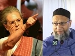 Congress leader Sonia Gandhi and AIMIM MP Asaduddin Owaisi.