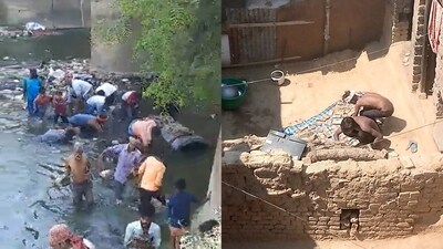 After grabbing bundles of currency notes, locals of Sasaram city were seen drying them up at homes. (Twitter/@HindustanUPBH; Prasun K Mishra/HT Photo) After grabbing bundles of currency notes, locals of Sasaram city were seen drying them up at homes. (Twitter/@HindustanUPBH; Prasun K Mishra/HT Photo)