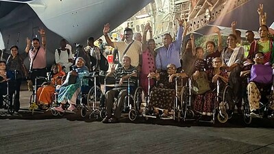 Indian nationals being evacuated from violence-hit Sudan under Operation Kaveri.&nbsp; (PTI)