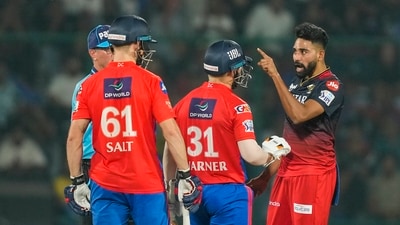 Royal Challengers Bangalore bowler Mohammad Siraj and Delhi Capitals batter David Warner exchange words during the IPL 2023 cricket match (PTI) Royal Challengers Bangalore bowler Mohammad Siraj and Delhi Capitals batter David Warner exchange words during the IPL 2023 cricket match (PTI)
