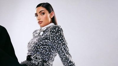 Athiya Shetty wore a white and black embellished look for the night. The actor shared a bunch of pictures on Instagram.&nbsp; 
