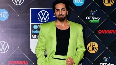 Actor Ayushmann Khurrana grabbed attention in a lime green suit for the biggest fashion night in Mumbai. He won the India's Most Stylish Male award. (HT photos) Actor Ayushmann Khurrana grabbed attention in a lime green suit for the biggest fashion night in Mumbai. He won the India's Most Stylish Male award. (HT photos)