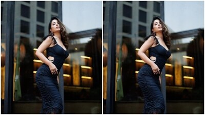 Hina posed for the outdoor photoshoot in the black bodycon dress and gave us all kinds of fashion inspo for the weekend parties.&nbsp; (Instagram/@realhinakhan)