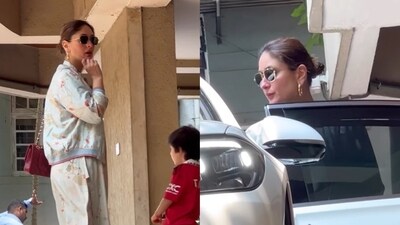 Kareena Kapoor and Taimur Ali Khan in Mumbai. (Photo: Viral Bhayani) (Viral Bhayani) Kareena Kapoor and Taimur Ali Khan in Mumbai. (Photo: Viral Bhayani) (Viral Bhayani)
