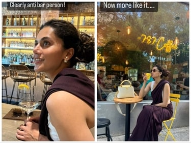 Taapsee Pannu at a bar and at a cafe in New York. Taapsee Pannu at a bar and at a cafe in New York.
