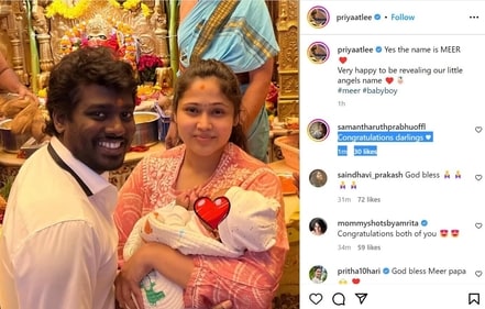 Atlee shared a picture of his son. Atlee shared a picture of his son.