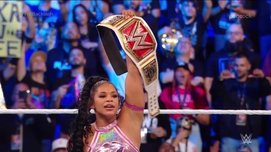 Bianca Belair beat Damage CTRL's Iyo Sky at WWE Backlash on Saturday to retain the Raw Women's Championship. (Twitter)
