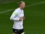Manchester City's Norwegian striker Erling Haaland Manchester City's Norwegian striker Erling Haaland