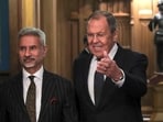 Russian foreign minister Sergei Lavrov with his Indian counterpart S Jaishankar.