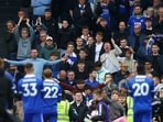 Leicester City fans react after the match 