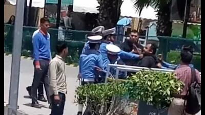 A videograb of the incident which went viral on social media. A videograb of the incident which went viral on social media.