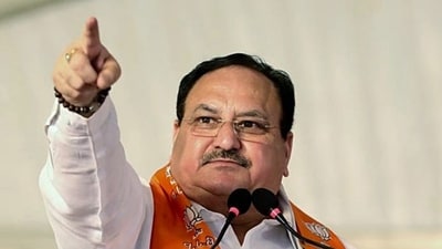Haveri [Karnataka], Apr 19 (ANI): Bharatiya Janata Party (BJP) National President JP Nadda addresses a public meeting for the upcoming Karnataka Assembly elections, in Haveri on Wednesday. (ANI Photo) (Jagat Prakash Nadda Twitter)