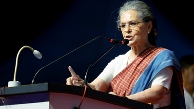 UPA chairperson Sonia Gandhi during a public meeting for the Karnataka assembly election in Hubbali on Saturday. (ANI) UPA chairperson Sonia Gandhi during a public meeting for the Karnataka assembly election in Hubbali on Saturday. (ANI)