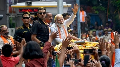 Prime Minister Narendra Modi on the second day of a roadshow and the last campaigning rally for BJP candidates ahead of the Karnataka assembly elections, in Bengaluru on Sunday. (ANI) Prime Minister Narendra Modi on the second day of a roadshow and the last campaigning rally for BJP candidates ahead of the Karnataka assembly elections, in Bengaluru on Sunday. (ANI)