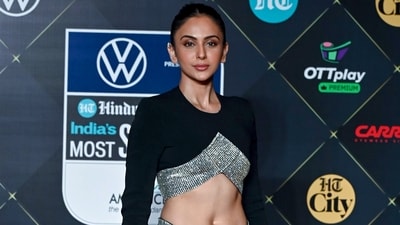 Rakul Preet grabbed eyeballs at HT India's Most Stylish 2023 in a black shimmery skirt set. (ANI) Rakul Preet grabbed eyeballs at HT India's Most Stylish 2023 in a black shimmery skirt set. (ANI)
