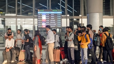 Students studying at University in Manipur arrived at Netaji Subash Chandra Bose International Airport following the violence between two ethnic communities, in Kolkata on Monday. (ANI) Students studying at University in Manipur arrived at Netaji Subash Chandra Bose International Airport following the violence between two ethnic communities, in Kolkata on Monday. (ANI)