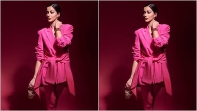 On Monday, Ananya Panday shared pictures from her latest photoshoot on Instagram with the caption, "Life in plastic, it's fantastic." The pictures show Ananya posing in a hot pink-coloured mini blazer dress. She also clicked a picture with her dad, Chunky Panday. Fans also loved the star's Barbiecore look and called her 'stunning' in the comments section. (Instagram) On Monday, Ananya Panday shared pictures from her latest photoshoot on Instagram with the caption, "Life in plastic, it's fantastic." The pictures show Ananya posing in a hot pink-coloured mini blazer dress. She also clicked a picture with her dad, Chunky Panday. Fans also loved the star's Barbiecore look and called her 'stunning' in the comments section. (Instagram)