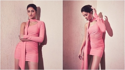 Earlier, Ananya had embraced the Barbiecore trend for another photoshoot, dressed in an H&M X Mugler mini dress. She had worn the ensemble to attend the Dream Girl 2 promo. (Instagram) Earlier, Ananya had embraced the Barbiecore trend for another photoshoot, dressed in an H&M X Mugler mini dress. She had worn the ensemble to attend the Dream Girl 2 promo. (Instagram)