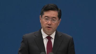 Chinese foreign minister Qin Gang speaks at The Grand Halls in Shanghai in April 2023. (AP) Chinese foreign minister Qin Gang speaks at The Grand Halls in Shanghai in April 2023. (AP)