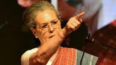 Congress leader Sonia Gandhi addresses a public meeting ahead of Karnataka assembly polls in Hubballi on Saturday. (PTI) Congress leader Sonia Gandhi addresses a public meeting ahead of Karnataka assembly polls in Hubballi on Saturday. (PTI)