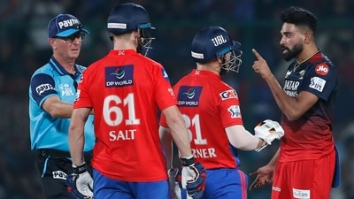 Mohammed Siraj has an angry word with Phil Salt during IPL encounter between Delhi Capitals and Royal Challengers Bangalore (AP) Mohammed Siraj has an angry word with Phil Salt during IPL encounter between Delhi Capitals and Royal Challengers Bangalore (AP)