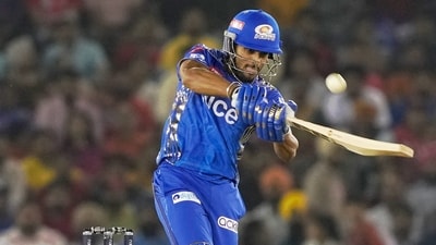 Tilak Varma in action for MI. (PTI) Tilak Varma in action for MI. (PTI)