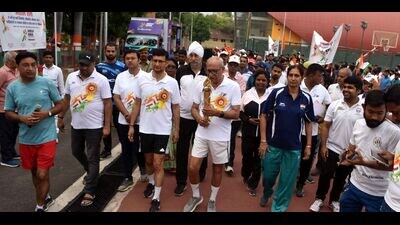 Torch rally being taken out in Prayagraj on Monday (HT Photo)