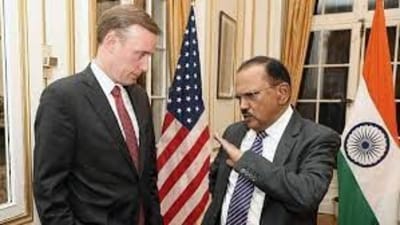 US NSA Jake Sullivan with Indian NSA Ajit Doval (HT File)