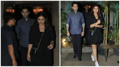 Raghav Chadha and Parineeti Chopra post a dinner date on Sunday. (Varinder Chawla) Raghav Chadha and Parineeti Chopra post a dinner date on Sunday. (Varinder Chawla)