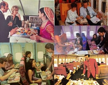 Clockwise: 747 Interior; 747 Interior; 747 Interior; 747 Brochure; 742 Interior. (Private collection of Debasish Chakraverty/Capt DM Chakraverty)
