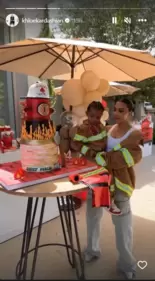 It's unclear whether Psalm's dad, Kanye West, was present at the party, but Kim didn't let that dampen the festivities. She threw an epic bash that her son would never forget, with real firefighters and all the trimmings. (Instagram/kimkardashian) It's unclear whether Psalm's dad, Kanye West, was present at the party, but Kim didn't let that dampen the festivities. She threw an epic bash that her son would never forget, with real firefighters and all the trimmings. (Instagram/kimkardashian)