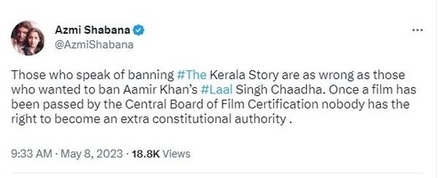 Shabana said that people who want to ban the film are 'as wrong as those who wanted to ban' Laal Singh Chaddha.