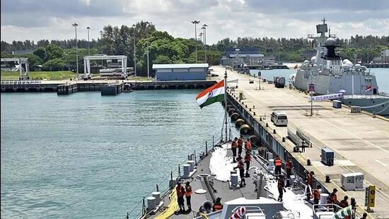 The opening ceremony of the Asean-India maritime exercise was held at Changi Naval Base in Singapore on May 2. (Courtesy: Indian Navy)
