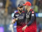 Virat Kohli and Faf du Plessis during the IPL 2023 match between Royal Challengers Bangalore and Mumbai Indians at Wankhede Stadium