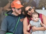 Priyanka Chopra, Nick Jonas with daughter Malti Marie Chopra Jonas at Mumbai airport. Priyanka Chopra, Nick Jonas with daughter Malti Marie Chopra Jonas at Mumbai airport.
