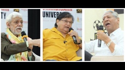 (L-R): Filmmaker Ketan Anand; and actors Rakesh Bedi; and Rajendra Gupta (HT Photo) (L-R): Filmmaker Ketan Anand; and actors Rakesh Bedi; and Rajendra Gupta (HT Photo)
