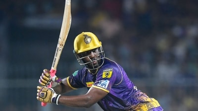 Kolkata Knight Riders' Andre Russell plays a shot during the Indian Premier League (IPL) Twenty20 cricket match between Kolkata Knight Riders and Punjab Kings at the the Eden Gardens Stadium in Kolkata (AFP) Kolkata Knight Riders' Andre Russell plays a shot during the Indian Premier League (IPL) Twenty20 cricket match between Kolkata Knight Riders and Punjab Kings at the the Eden Gardens Stadium in Kolkata (AFP)