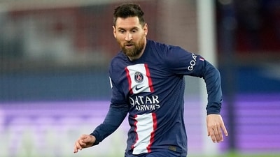 PSG's Lionel Messi dribbles the ball during the French League  game (AP)