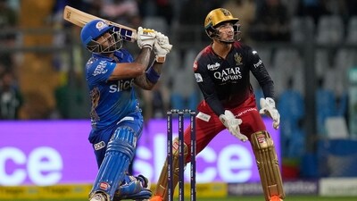 Suryakumar Yadav bats during the IPL encounter against Royal Challengers Bangalore (AP) Suryakumar Yadav bats during the IPL encounter against Royal Challengers Bangalore (AP)