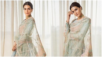 Kriti Sanon stuns in an anarkali for Adipurush trailer screening event. (Instagram) Kriti Sanon stuns in an anarkali for Adipurush trailer screening event. (Instagram)