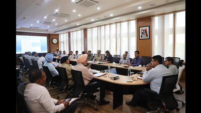 Officials during a meeting of the District Road Safety Committee in Chandigarh on Tuesday. (HT File Photo)