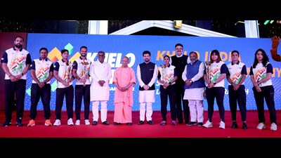 On May 5, Union sports minister Anurag Thakur and chief minister Yogi Adityanath launched Khelo India University Games in Lucknow. (Deepak Gupta/HT) On May 5, Union sports minister Anurag Thakur and chief minister Yogi Adityanath launched Khelo India University Games in Lucknow. (Deepak Gupta/HT)