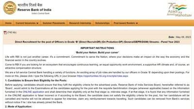 RBI Grade B recruitment 2023: Apply for 291 posts at opportunities.rbi.org.in RBI Grade B recruitment 2023: Apply for 291 posts at opportunities.rbi.org.in