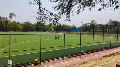 The Astroturf hockey ground in Prayagraj (HT Photo)