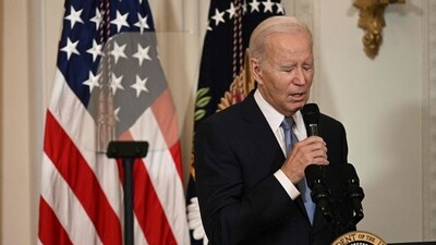 US President Joe Biden speaks before a screening of 'American Born Chinese' in celebration of Asian American, Native Hawaiian, and Pacific Islander Heritage Month, in the East Room of the White House in Washington, DC. (AFP) US President Joe Biden speaks before a screening of 'American Born Chinese' in celebration of Asian American, Native Hawaiian, and Pacific Islander Heritage Month, in the East Room of the White House in Washington, DC. (AFP)