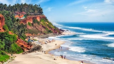 Varkala: This beach town in Kerala is known for its stunning cliffs that overlook the Arabian Sea. There are also several natural springs and Ayurvedic spas in the area. (Shutterstock) Varkala: This beach town in Kerala is known for its stunning cliffs that overlook the Arabian Sea. There are also several natural springs and Ayurvedic spas in the area. (Shutterstock)